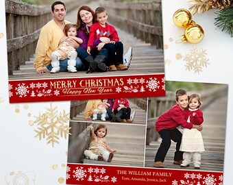 Holiday Christmas Card Template for Photographers - 5x7 Photo Card 034 - C313, INSTANT DOWNLOAD