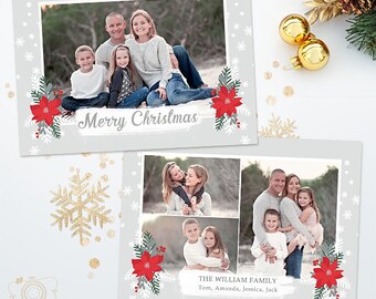 Holiday Christmas Card Template for Photographers - 5x7 Photo Card 037 - C316, INSTANT DOWNLOAD