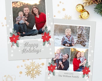 Holiday Christmas Card Template for Photographers - 5x7 Photo Card 036 - C315, INSTANT DOWNLOAD