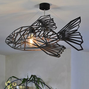 Ceiling light, FishMetrics Black, unique design, steel lamp fish light, designer lighting,