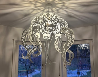 Handcrafted Steel Octopus Ceiling Lamp - Nautical Lighting Fixture for Unique Home Decor