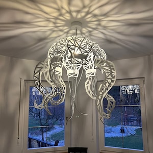 Handcrafted Steel Octopus Ceiling Lamp - Nautical Lighting Fixture for Unique Home Decor