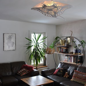 Plafoniera, Manta Ray, design unico, acciaio bianco, luce mare, illuminazione di design, immagine 3
