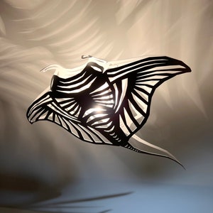 Plafoniera, Manta Ray, design unico, acciaio bianco, luce mare, illuminazione di design, immagine 8