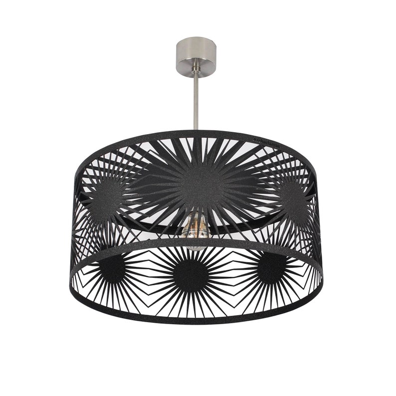 Lampe moderne, plafonnier géométrique HELIOS cristal noir image 1