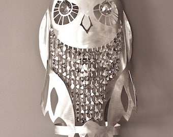 Lampe murale hibou en acier inoxydable