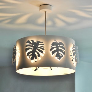 Modern Lamp, unique design, ceiling light, pendant, WHITE MONSTERA, flower lamp