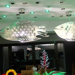 Lámpara de techo COD FISH de diseño único, lámpara de pez en acero. imagen 4