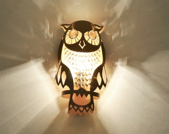 Lampe GOLD OWL lumière murale faite d’acier et de cristaux