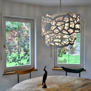 Lampe moderne, design géométrique, plafonnier CELLS blanc image 1