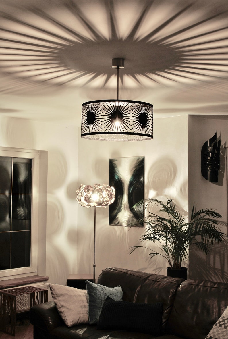 Lampe moderne, plafonnier géométrique HELIOS cristal noir image 6