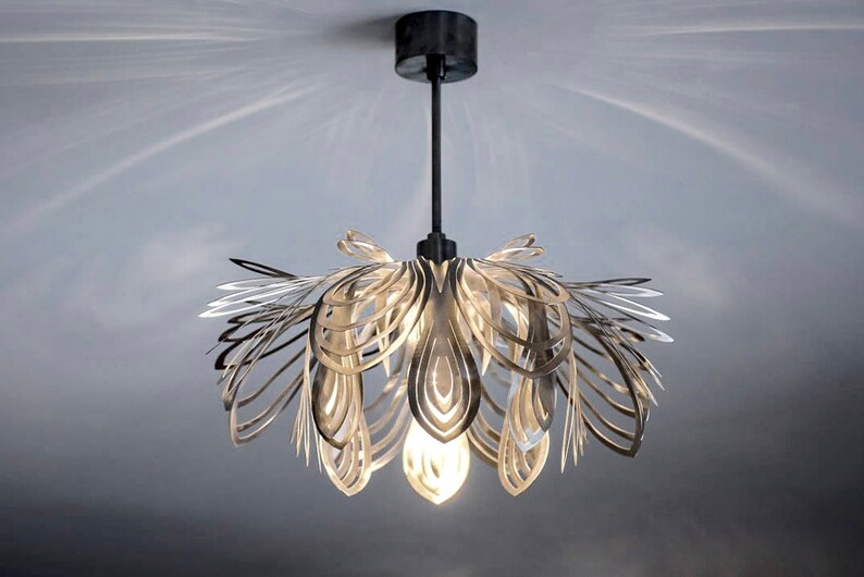 Moderne Lampe, außergewöhnliches Design, Deckenleuchte Stahl Blütenblätter Bild 4