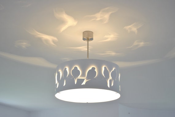 Modern Lamp Ceiling Light White Birds Etsy
