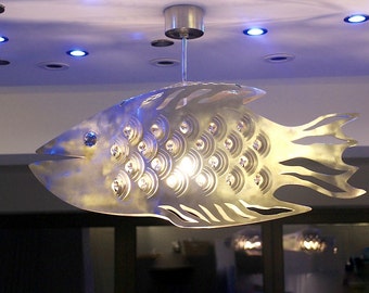 Plafonnier COD FISH design unique, lampe poisson en acier