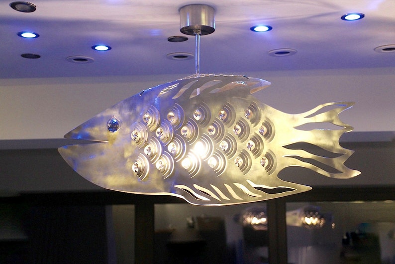 Lámpara de techo COD FISH de diseño único, lámpara de pez en acero. imagen 1