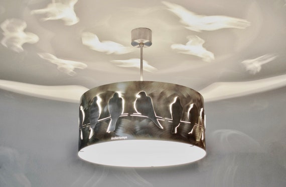 Modern Lamp Ceiling Light Birds Stainless Steel Etsy