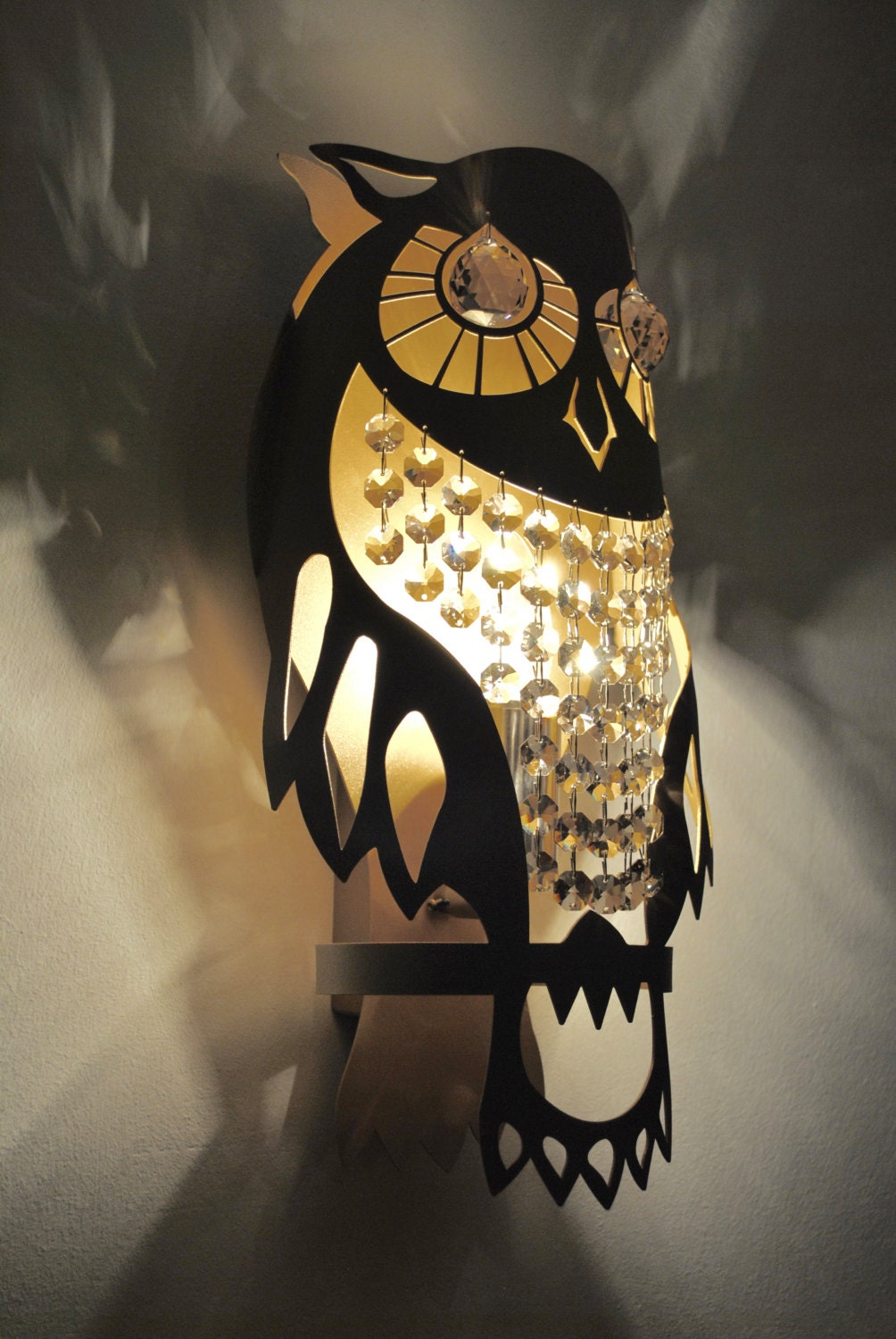 Lamp GOLD OWL Wall Light Made of Steel and Crystals Etsy Australia