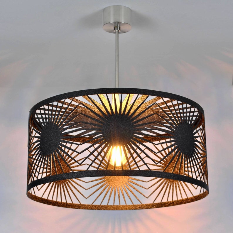 Lampe moderne, plafonnier géométrique HELIOS cristal noir image 2