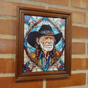 Willie Nelson Stained Glass Style Framed Art Print By Neon Nicho
