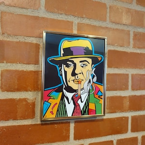 Al Capone Colorful 80&#39;s Mobster Pop Art Framed Art Print By Neon Nicho