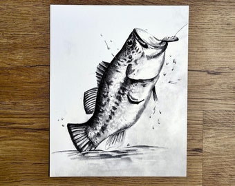 Bass Fishing Art, Fishing Art Print, Fisherman gift, Bass Fishing, Fishing Gift, Father's Day Gift, Gift for Fisherman, Outdoorsman Gift