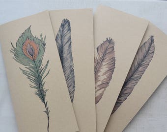 Blank Card Set - Blank Feather Card Set - Blank Greeting Card Set