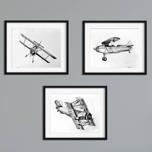 Airplane Decor, Vintage Airplane Decor, Airplane Prints, Airplane Wall Art, Vintage Airplane Drawing, Plane Set of 3, Pilot Gift, Wall Art