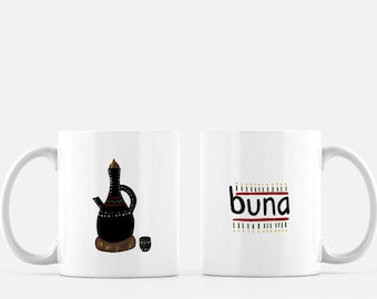 Ethiopian Coffee Mug, Ethiopian Adoption Gift, Ethiopian Coffee Art, Ethiopian Coffee Cup, Buna Mug, Unique Coffee Mug Gift, Ethiopia Coffee