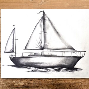 Sailboat Art Print Boat Art Print Sailboat Decor Sailboat Art Sailboat Drawing Sailboat Artwork image 2