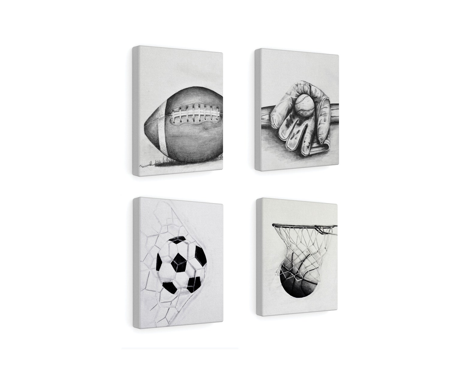 Sports Canvas Art Set of 4 Sports Art Sports Canvas Wall Etsy