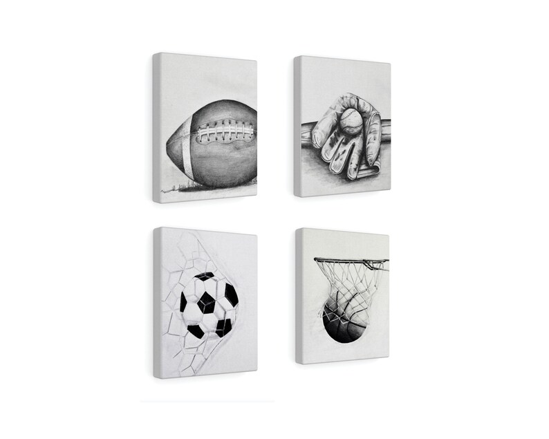 Sports Canvas Art Set of 4 Sports Art Sports Canvas Wall Etsy