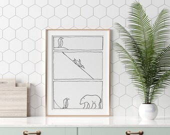 Line drawn penguin comic - Good Luck