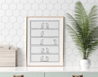 Line drawn penguin comic - Thank you