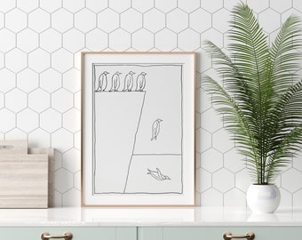 Line drawn penguin comic - Commute