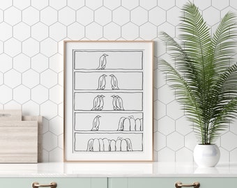 Line drawn penguin comic - Friends