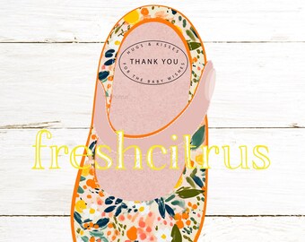 Citrus Baby Shoe Baby Shower Favor Tag Oranges and Lemons Printable Instant Download