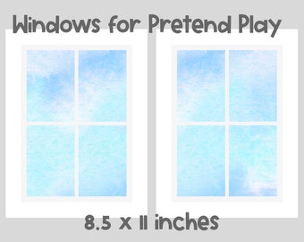 Windows for Pretend Play Blue Sky and Clouds Printable Instant Download