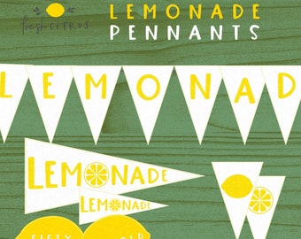 Lemonade Pennant Banner Felt Look Printable Lemonade Stand and Party Banner and Signs Printable Instant Download