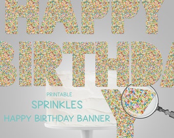 Sprinkles HAPPY BIRTHDAY Banner Printable Instant Download