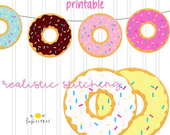 Donut Banner Printable &quot;Felt&quot; Donut Decorations Donut Decor Donut Garland Donut Party Banner