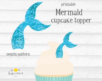 Mermaid Cupcake Toppers Printable Instant Download