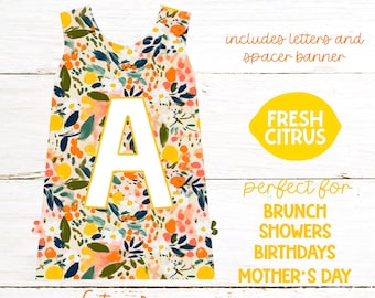 Citrus-alfabet jurk banner afdrukbare direct downloaden