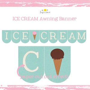 Ice Cream Awning Banner Ice Cream Party or Pretend Play Chocolate Vanilla Strawberry Ice Cream Cone Banner Printable Instant Download