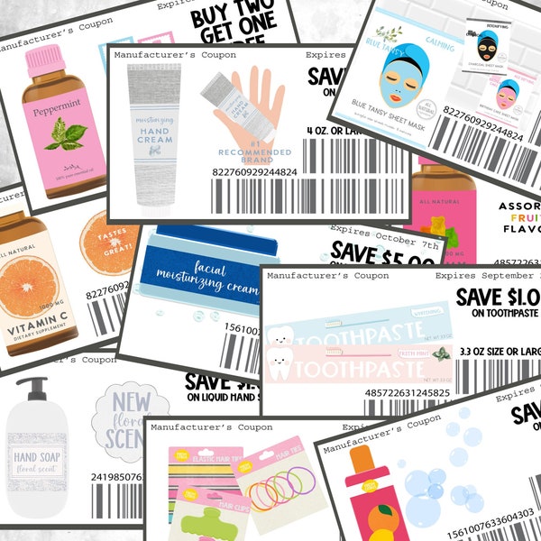 Pretend Play Coupons Health and Beauty Aisle Grocery Store Printables Instant Download