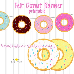 Printable Felt Donut Banner: Party Garland Decorations (Digital Download)