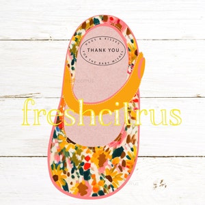 Babyshower zonnebloem gunst label babyschoen afdrukbare instant download