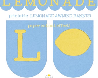 Lemonade Awning Banner Lemonade Stand Sign and Lemon Party Banner Printable Instant Download