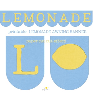 Lemonade Awning Banner Lemonade Stand Sign and Lemon Party Banner Printable Instant Download
