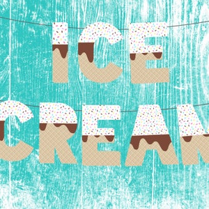 Eis Alphabet Banner A-Z Eis Party Dekor Eis Social Sundea Bar Sommer druckbare sofortiger download