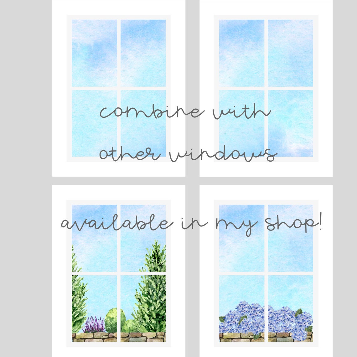 Windows for Pretend Play Blue Sky and Clouds Printable Instant Download ...